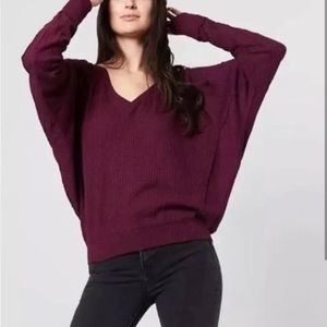 NWT Free People Santa Clara waffle thermal in Mulberry, large, 100% cotton